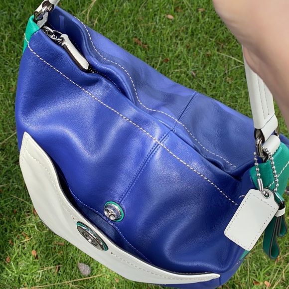 Coach Legacy Colorblock Blue Green purse bag LARGE - Picture 2 of 15
